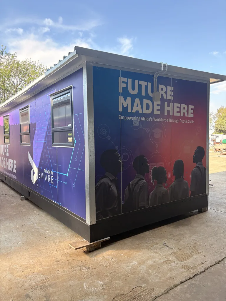 Branded park home classroom for a digital skills programme