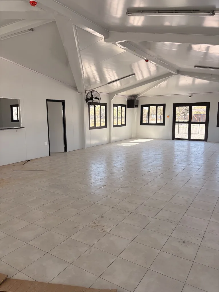 Prefab hall interior built by East Rand Containers